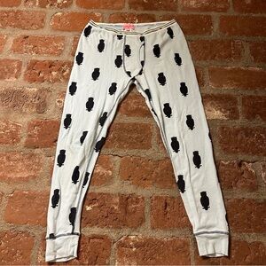 Light blue & Navy blue Owl pajama PJ bottoms Cotton Cozy with Rhinestones Large